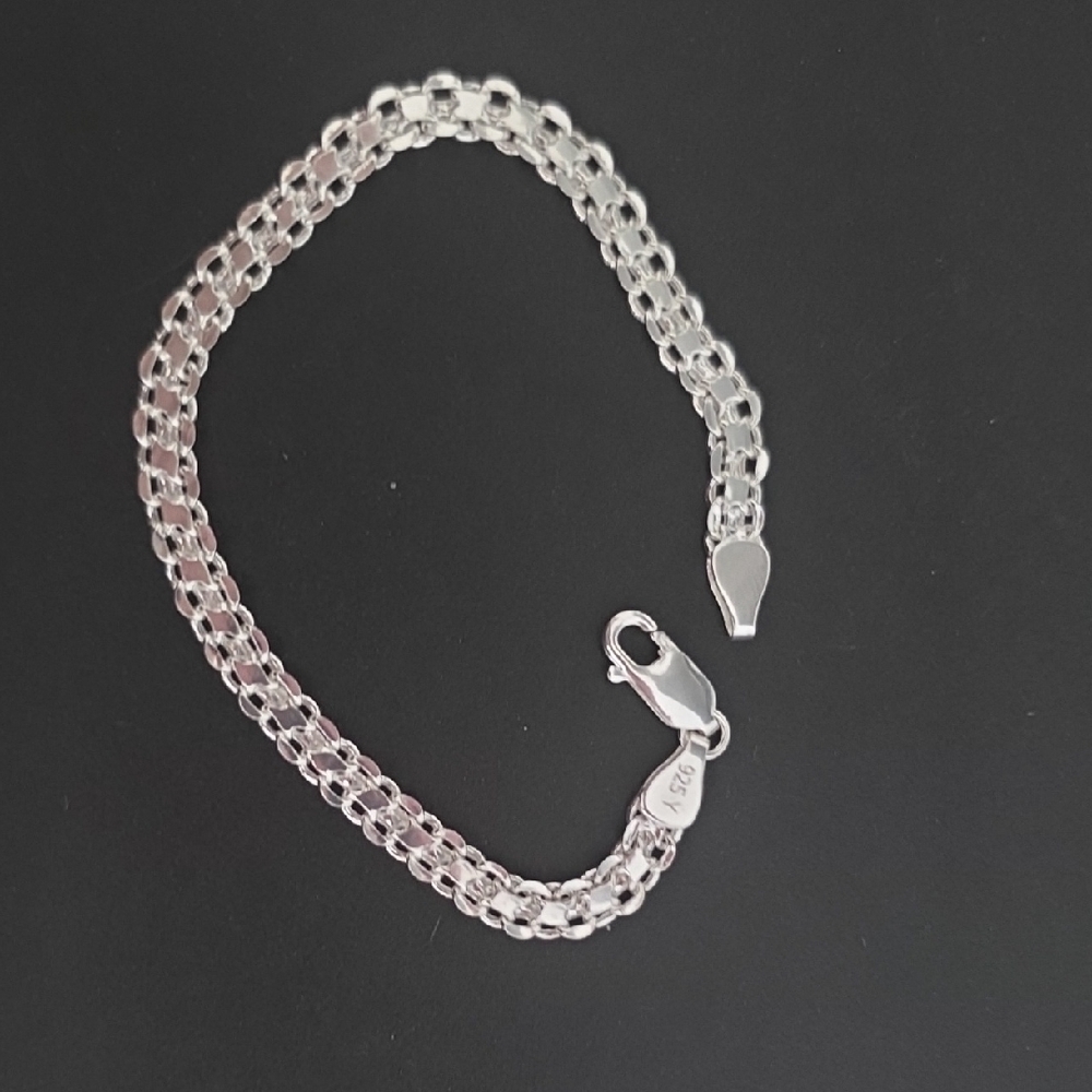 Sterling Silver Double Link Chain Bracelet - Silver